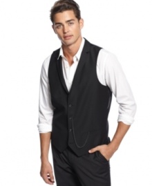 Take a vested interest in distinguishing your wardrobe. This Bar III vest ups your game.