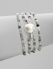 EXCLUSIVELY AT SAKS.COM. A glistening baroque pearl, surrounded by strands of organic beads, is accented by sparkling cubic zirconia. 14mm baroque pearl Cubic zirconia Sterling silver Length, about 7½ Lobster clasp Made in Spain 