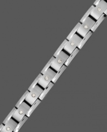 Polished to a T. This sophisticated men's style features a chic square link, round-cut diamonds (1 ct. t.w.), and a titanium setting. Approximate length: 8-1/2 inches. Polished to a T. This sophisticated men's style features a chic square link, round-cut diamonds (1 ct. t.w.), and a titanium setting. Approximate length: 8-1/2 inches.