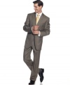 Kick it into neutral for all-day sophistication in this taupe sharkskin suit from Jones New York.