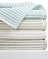 Ultra-soft combed Turkish cotton and jacquard woven textured stripes come together in this Linea bath towel for a sumptuous finish to your daily showers. Comes in four soft color palettes.