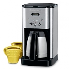 10 cup thermal carafe keeps coffee warm longer. Brew pause feature lets you pour a cup mid brew. Charcoal water filter and gold tone coffee filter. 10 cup thermal carafe keeps coffee warm longer. Brew pause feature lets you pour a cup mid brew. Charcoal water filter and gold tone coffee filter.