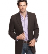 A classic brown herringbone blazer in a luxurious fabric blend gives this Club Room sport coat a sophisticated step up.