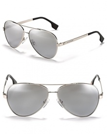 Capture iconic style in BOSS Orange's metal aviator sunglasses with double bridge design. Capture iconic style in BOSS Orange's metal aviator sunglasses with double bridge design.