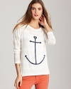 This lightweight Vintage Havana sweater is emblazoned with an anchor for a fresh nautical feel.