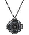 Deliciously dramatic. Vince Camuto's enigmatic pendant combines an exotic mix of china glass accents and metal cabochons. Setting and chain crafted in hematite-plated mixed metal. Approximate length: 30 inches. Approximate drop: 3 inches.