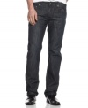 Dress up your denim options with these handsome straight-legged jeans from Alfani Black.