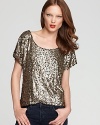 Sparkle on in Vintage Havana's sequined tee--a sparkling layer disguised in a casual silhouette.