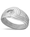 Tie your look together with a chic knot. Touch of Silver's unique banded bangle bracelet features a hinge clasp and a silver-plated steel setting. Approximate diameter: 2-1/3 inches. Approximate width: 1-2/3 inches (at widest point).