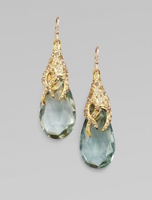 From the Miss Havisham Collection. A pretty piece featuring a goldtone vine cap and faceted green amethyst. Swarovski crystalsGoldtoneGreen amethystDrop, about 2¼14k gold filled French wireMade in USA