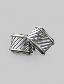 From the Silver Classics Collection. Chunky and luxurious, in cabled sterling silver, edged with 14k gold. Sterling silver and 14k yellow gold Length, about ¾ Width, about ½ Post back Made in USA From the Silver Classics Collection. Chunky and luxurious, in cabled sterling silver, edged with 14k gold. Sterling silver and 14k yellow gold Length, about ¾ Width, about ½ Post back Made in USA