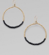 A pretty hoop style with 14k gold and oxidized sterling silver beads. 14k gold beadsOxidized sterling silver beadsLength, about 2French hookMade in USA 