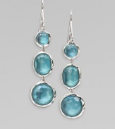 From the Wonderland Collection. Three shapely, silver-framed doublets, in the softened shade of well-worn denim, are created from color-backed mother-of-pearl layered with faceted clear quartz in these radiant drops.Mother-of-pearl and clear quartzSterling silverLength, about 3Ear wireImported