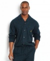 Sleep in style with this plaid camp shirt from Tommy Hilfiger.