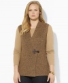 Lauren Ralph Lauren's classic plus size wrap vest is knit from plush combed cotton yarns with a luxe braided toggle for a heritage flourish.