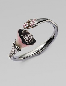 From the Grey Garden Collection. Beautiful, hand-crafted lucite and dazzling Swarovski crystal accents on a gunmetal-plated floral bangle. Ruthenium-platedRhodium-platedHand-crafted luciteSwarovski crystalsDiameter, about 2¼Hinged closureMade in USA From the Grey Garden Collection. Beautiful, hand-crafted lucite and dazzling Swarovski crystal accents on a gunmetal-plated floral bangle. Ruthenium-platedRhodium-platedHand-crafted luciteSwarovski crystalsDiameter, about 2¼Hinged closureMade in USA