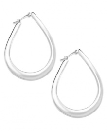 Subtle and stylish. A teardrop silhouette helps these large, flat hoop earrings reach the heights of elegance. Crafted from sterling silver. Approximate drop: 1-1/2 inches. Approximate diameter: 1 inch.