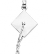 Celebrate the day with your favorite graduate. This intricate graduation cap charm actually has a moveable tassel! Crafted in 14k white gold. Chain not included. Approximate length: 1-1/5 inches. Approximate width: 2/3 inch.