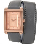 Wrap your wrists in rich leather with this rosy watch from Vince Camuto.