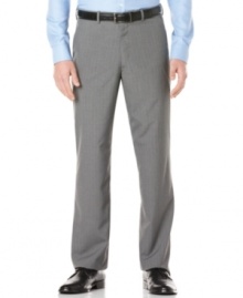 These elegant pants by Perry Ellis work well with a button front shirt and cardigan or a pullover sweater in addition to the vest and blazer this is part of. These elegant pants by Perry Ellis work well with a button front shirt and cardigan or a pullover sweater in addition to the vest and blazer this is part of.