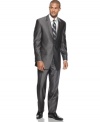 With a subtle sheen and classic cut, you'll be ready to make your power move in this sharkskin suit from Sean John.