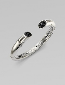 From the Bamboo Collection. A medium cuff accented with black sapphire adorned ends. Black sapphiresSterling silverKick mechanism closureDiameter, about 2¼Imported 