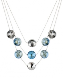 Be the belle of the balls with this illusion necklace from Kenneth Cole New York. Crafted from silver-tone mixed metal, the necklace features beads in blue and silver tones for a fashion-forward effect. Approximate length: 17 inches + 3-inch extender. Approximate frontal drop: 2-3/4 inches. Be the belle of the balls with this illusion necklace from Kenneth Cole New York. Crafted from silver-tone mixed metal, the necklace features beads in blue and silver tones for a fashion-forward effect. Approximate length: 17 inches + 3-inch extender. Approximate frontal drop: 2-3/4 inches.