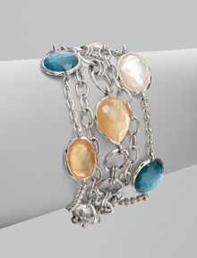 Faceted denim mother-of-pearl doublets accented with clear quartz, mother-of-pearl, honey mother-of-pearl doublets accented with clear quartz and clear quartz add beautifully subtle colors to this multi-row, sterling silver link chain design. Denim mother-of-pearl doublets accented with clear quartz and mother-of-pearlHoney mother-of-pearl doublets accented with clear quartz and clear quartzSterling silverLength, about 7.75Toggle clasp closureImported Faceted denim mother-of-pearl doublets accented with clear quartz, mother-of-pearl, honey mother-of-pearl doublets accented with clear quartz and clear quartz add beautifully subtle colors to this multi-row, sterling silver link chain design. Denim mother-of-pearl doublets accented with clear quartz and mother-of-pearlHoney mother-of-pearl doublets accented with clear quartz and clear quartzSterling silverLength, about 7.75Toggle clasp closureImported