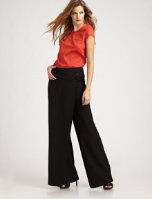 EXCLUSIVELY AT SAKS. A simply stunning interpretation of the classic wide-leg pant, constructed with fluid lines and a sleek wrap-front panel.Button-front wrap panelWide waistbandWide legsSide zipperRise, about 11Inseam, about 3570% polyester/30% rayonDry cleanImportedModel shown is 5'10 (177cm) wearing US size 4.ABOUT THE DESIGNER Former fourth-grade schoolteacher Kara Laricks always told her students to be true to themselves. EXCLUSIVELY AT SAKS. A simply stunning interpretation of the classic wide-leg pant, constructed with fluid lines and a sleek wrap-front panel.Button-front wrap panelWide waistbandWide legsSide zipperRise, about 11Inseam, about 3570% polyester/30% rayonDry cleanImportedModel shown is 5'10 (177cm) wearing US size 4.ABOUT THE DESIGNER Former fourth-grade schoolteacher Kara Laricks always told her students to be true to themselves.
