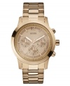 GUESS takes the typical steel watch design and adds the hottest timepiece trend: rose-gold tones.