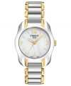 Mesmerizing mother-of-pearl and golden tones create a ladylike T-Wave collection watch from Tissot.