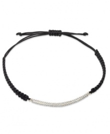 The bar has been raised, twice over. Single-cut diamonds (1/6 ct. t.w.) are set in YellOra™ and centered on a black parachute cord for a stunning effect. Bracelet adjusts to fit wrist. Approximate length: 11 inches. The bar has been raised, twice over. Single-cut diamonds (1/6 ct. t.w.) are set in YellOra™ and centered on a black parachute cord for a stunning effect. Bracelet adjusts to fit wrist. Approximate length: 11 inches.