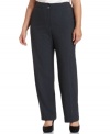 Calvin Klein covers suiting basics with signature style-these plus size pants feature a wide leg and tailored touches.