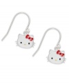 Feline flair. Hello Kitty's sterling silver drop earrings offer a whimsical fashion touch that's perfect when going casual. Approximate drop: 3/4 inch.