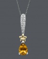 Spruce up your look with a little sunshine. This bold pendant features a bright pear-cut citrine (1-5/8 ct. t.w.), a 14k gold star, and sparkling white topaz accents at the bail. Crafted in sterling silver. Approximate length: 18 inches. Approximate drop: 1-1/4 inches.