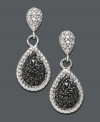 Evening chic. It's time to put on the glitz in Victoria Townsend's glamorous drop earrings. A doubled pear shape highlights glittering, round-cut white and black diamond accents. Set in sterling silver. Approximate drop: 7/8 inch.