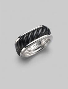 Sleek sophistication in sterling silver with carved onyx detail. From the Sculpted Cable collection Sterling silver Black onyx About ¼ wide Imported Sleek sophistication in sterling silver with carved onyx detail. From the Sculpted Cable collection Sterling silver Black onyx About ¼ wide Imported
