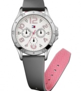 A sporty watch from Tommy Hilfiger with ladylike accents -- perfect for weekend workouts.