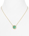 Feel fierce when you clasp on Melinda Maria's turquoise necklace. With a tropical tone and gold stripes, the strand loves to lead the pack in exotic shine.