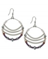 Making the rounds. Multicolor glass accents drape the outside of these hoop earrings from c.A.K.e by Ali Khan. Crafted from silver tone mixed metal, the earrings also feature three chains to bridge the gap. Approximate drop: 1-3/4 inches. Approximate diameter: 1-3/8 inches.