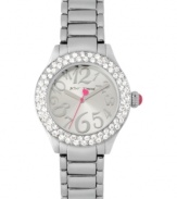 A timeless watch design from Betsey Johnson that swirls with crystal accents.