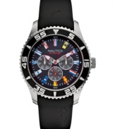 A united nation of flags cover this sporty, multi-functional watch from Nautica.