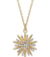A burst of beauty. Giani Bernini's starburst pendant is set in 24k gold over sterling silver with sparkling cubic zirconia accents that enhance the appeal. Approximate length: 18 inches. Approximate drop: 3/4 inch.
