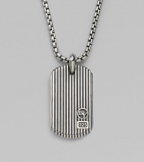 A singular look for today's man, designed with a sterling silver dogtag pendant on a box-chain necklace. From the Royal Cord Collection Sterling silver Chain length, about 22 Lobster clasp Imported 