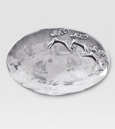 Serve holiday treats - and Santa's cookies on this softly textured platter of recycled aluminum.Hand-crafted13.75L X 9WWipe cleanImported