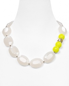 Aqua's beaded necklace emboldens your jewel box with a dose of trend-right neon. Whether with LBDs or staple tees, the chunky strand adds high-octane energy to your look. Aqua's beaded necklace emboldens your jewel box with a dose of trend-right neon. Whether with LBDs or staple tees, the chunky strand adds high-octane energy to your look.