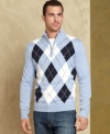 Handsome argyle makes a good first impression with this fresh sweater from Tommy Hilfiger.