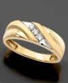 Glorious grooves add unique elegance to this beautiful ring featuring round-cut diamonds (1/6 ct. t.w.) set in 14k gold.