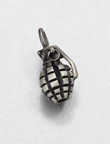 Offset your link chain necklace with a grenade-shaped charm set in antiqued and plated sterling silver for a style that exudes masculine cool.Sterling silverAbout .62 x 1.23Made in USA Offset your link chain necklace with a grenade-shaped charm set in antiqued and plated sterling silver for a style that exudes masculine cool.Sterling silverAbout .62 x 1.23Made in USA