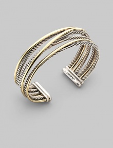 From the Silver Classics Collection. Sterling silver and 18K gold crossover bracelet. Made in USA. From the Silver Classics Collection. Sterling silver and 18K gold crossover bracelet. Made in USA.